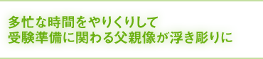 多忙な時間をやりくりして受験準備に関わる父親像が浮き彫りに